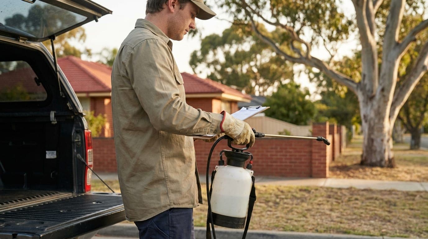 A licensed Adelaide pest technician arriving at a job